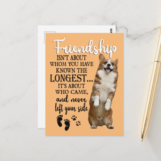 Corgi Friendship Isn't About Whom You Have Known T Postcard (Front/Back In Situ)