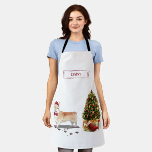 Corgi Funny Christmas Dog with Tree Apron