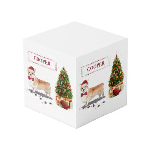 Corgi Funny Christmas Dog with Tree Cube