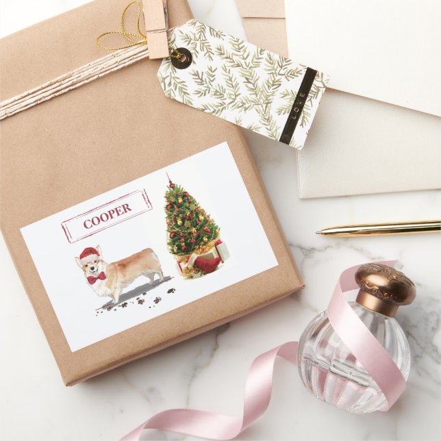 Corgi Funny Christmas Dog with Tree Sticker (Gifting)