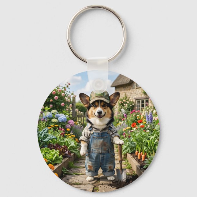 Corgi Gardener Keychain (Front)