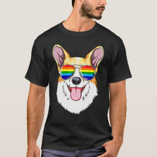Corgi Gay Pride Flag Lgbt Rainbow Sunglasses Corgi T-Shirt