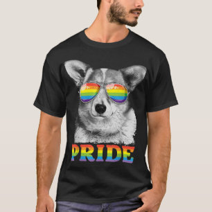 Corgi Gay Pride Lgbt Rainbow Flag Sunglasses Lgbtq T-Shirt