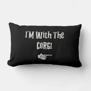 Corgi Gift I'm With Corgi Dog Halloween Costume Lumbar Pillow
