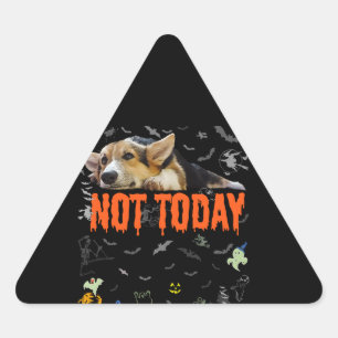 Corgi Gift Not Today-Cute Corgi Lover Ugly Hallo Triangle Sticker
