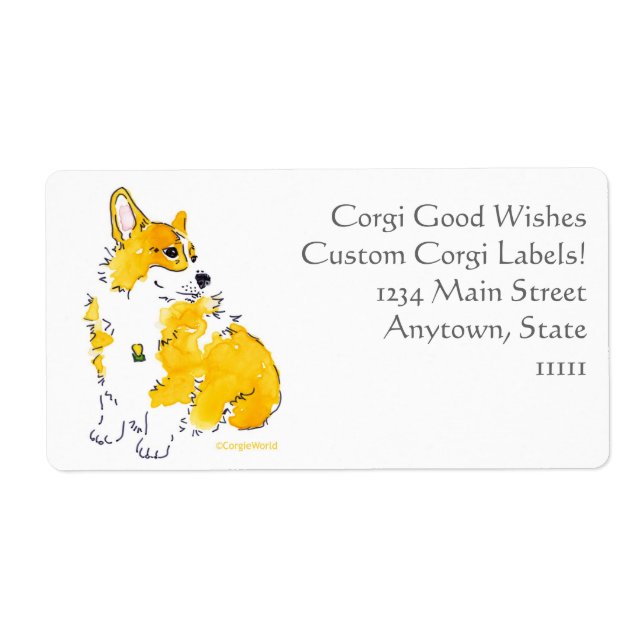 Corgi Good Wishes Custom Labels (Front)