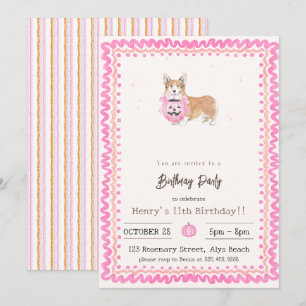 Corgi Grandmillennial Halloween Party Invitation