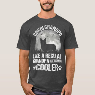 Corgi Grandpa Funny Moon Vintage Dog Father's Day  T-Shirt