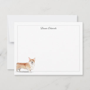 Corgi Grey Border Personalized Stationery Card