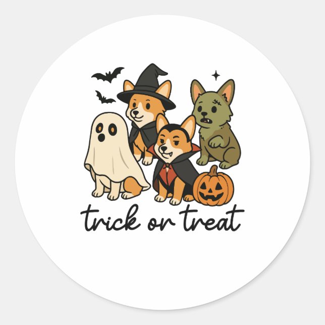 corgi halloween costume  classic round sticker (Front)