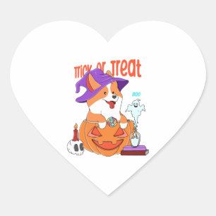 Corgi Halloween Heart Sticker