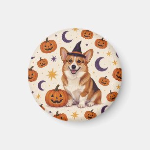 Corgi Halloween Pumpkin Patch Fridge Magnet