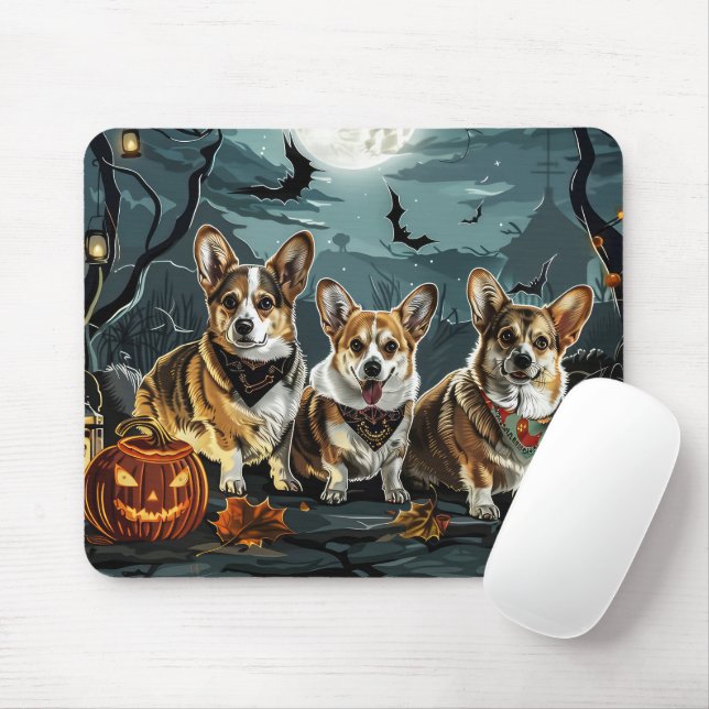 Corgi Halloween Spooky Mouse Pad (With Mouse)