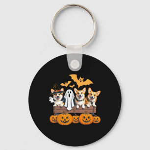 Corgi Halloween Trio Funny Spooky Dog Lover Outfit Keychain