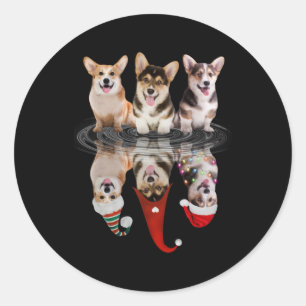 corgi happy christmas funny disguise dog classic round sticker