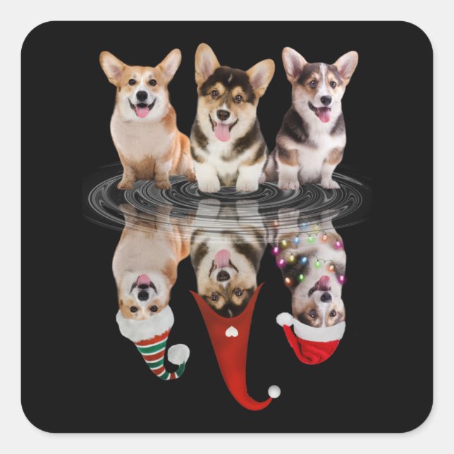 corgi happy christmas funny disguise dog square sticker (Front)