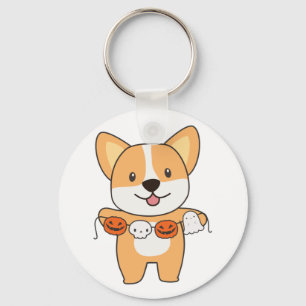 Corgi Happy Halloween Dog Costume Keychain
