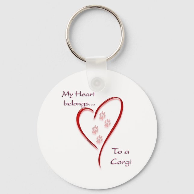 Corgi Heart Belongs Keychain (Front)