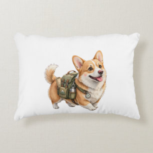 Corgi Hiking Adventure Watercolor Accent Pillow 