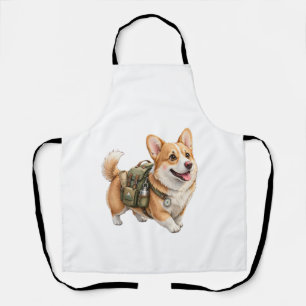 Corgi Hiking Adventure Watercolor Apron