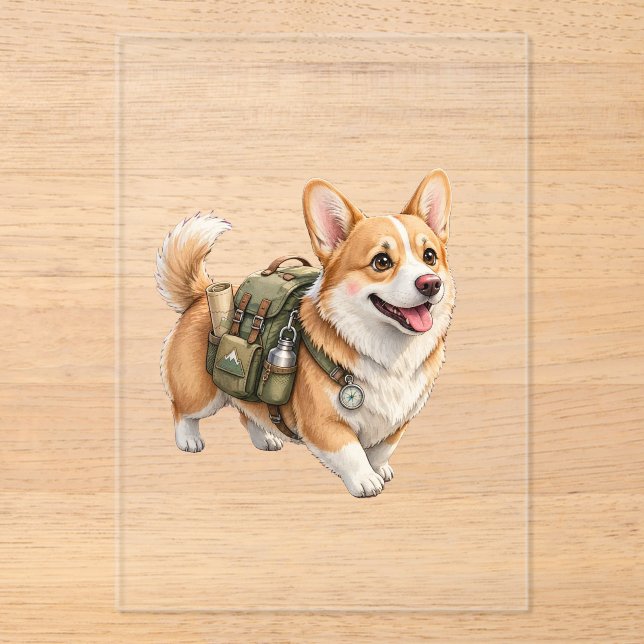 Corgi Hiking Adventure Watercolor Invitation (Front)