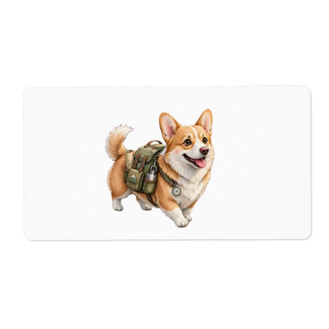 Corgi Hiking Adventure Watercolor Shipping Label (Front)