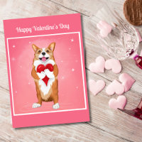 Corgi Holding A Heart Happy Valentine's Day
