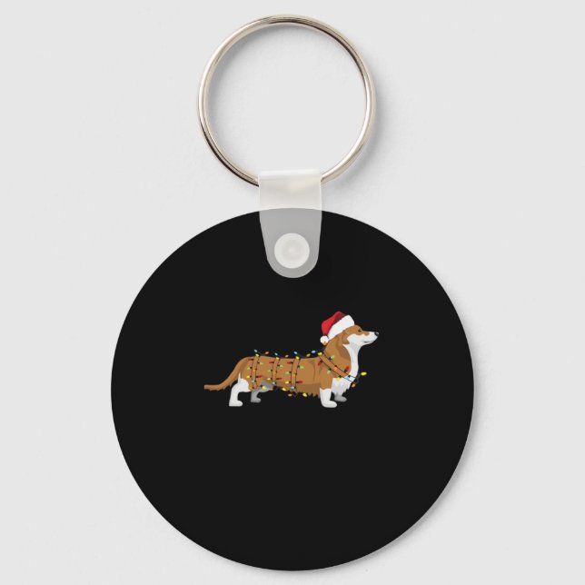 Corgi Holiday Christmas Light Essential T-Shirt Keychain (Front)