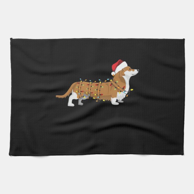 Corgi Holiday Christmas Light Essential T-Shirt Kitchen Towel (Horizontal)