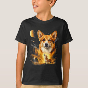 Corgi Howling At The Moon Vintage 90s Retro Style T-Shirt