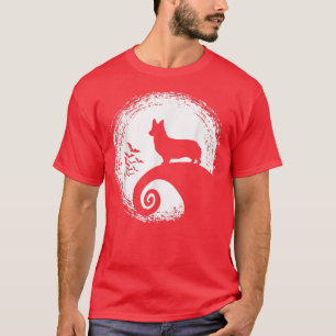Corgi Howling In Moon Light For Dog Lover Hallowee T-Shirt