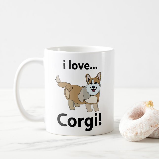 Corgi I Love Corgi  Coffee Mug (With Donut)
