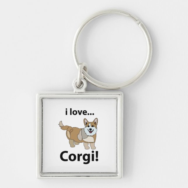 Corgi I Love Corgi  Keychain (Front)