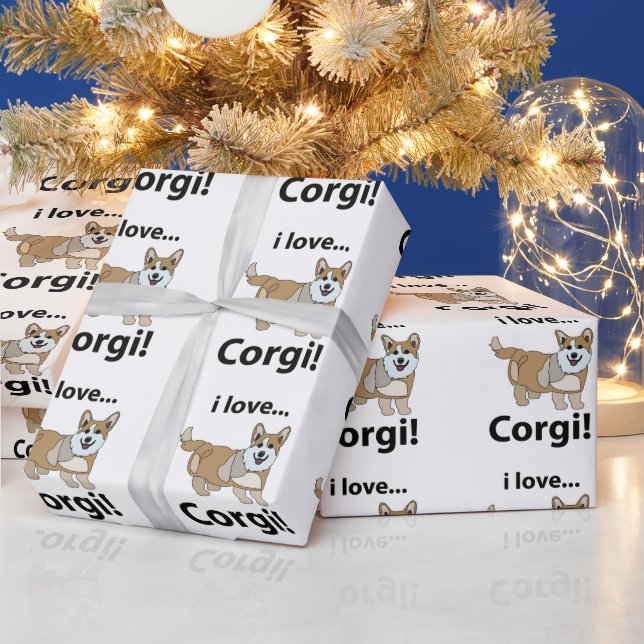Corgi I Love Corgi  Wrapping Paper (Holidays)