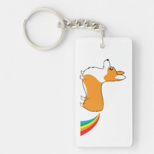 Corgi illustration rainbow poop keychain