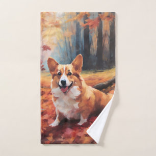 Corgi in Autumn Leaves Fall Inspire Bath Towel Set