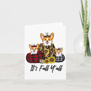 Corgi In Leopard Pumpkin Autumn Thanksgiving Card