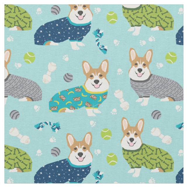 corgi in pjs fabric (Close Up)