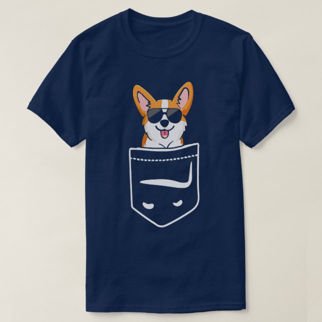 Corgi In Pocket Wearing Glasses Peaking Corgi Dog  T-Shirt (Design Front)
