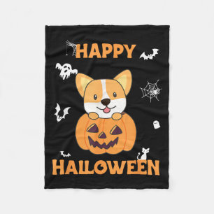 Corgi In Pumpkin Dogs Happy Halloween Fleece Blanket