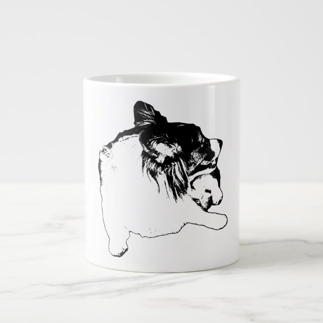 Corgi in Razor-Clean Lines Large Coffee Mug (Front)