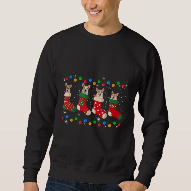 Corgi In Socks Christmas Sweatshirt (Front)