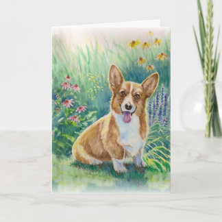 Corgi in the Garden Card
