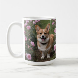 Corgi In The Pink Roses, Coffee Mug