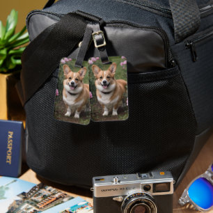 Corgi In The Pink Roses, Luggage Tag