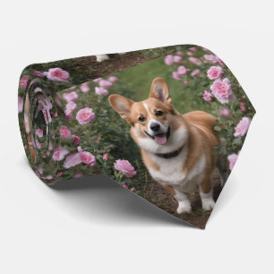Corgi In The Pink Roses,  Tie