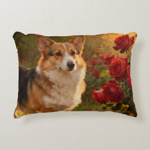 Corgi in the Roses V Accent Pillow