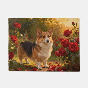 Corgi in the Roses V Doormat