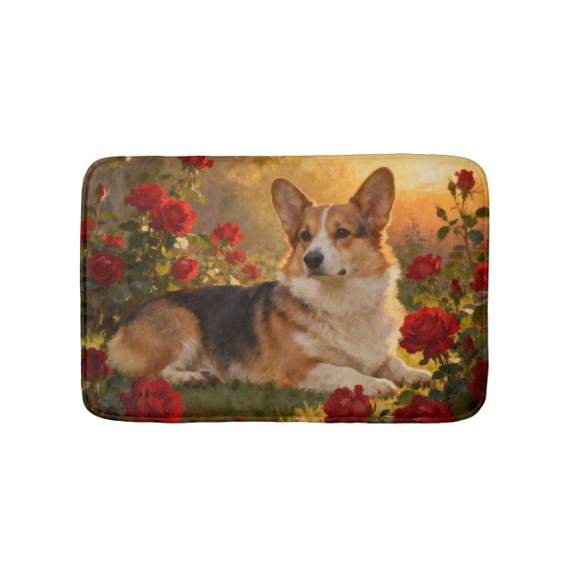 Corgi in the Roses VI Bath Mat (Front)