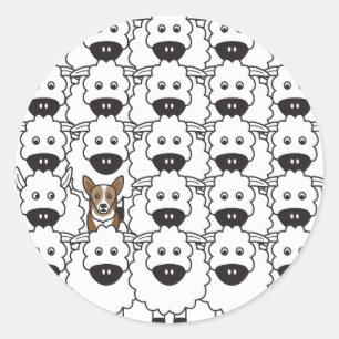 Corgi in the Sheep Classic Round Sticker